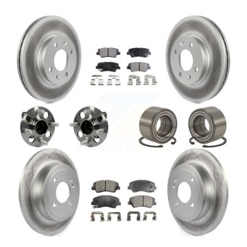 Front Rear Hub Bearing Coated Brake Rotor And Pad Kit (10Pc) For 2012-2017 Hyundai Accent KBB-108550