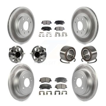 Front Rear Hub Bearings Coated Disc Brake Rotors And Ceramic Pads Kit (10Pc) For Kia Rio KBB-108551