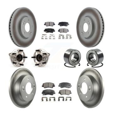 Front Rear Hub Bearing Coated Disc Brake Rotors And Pads Kit (10Pc) For 2014 Kia Forte SX KBB-108555