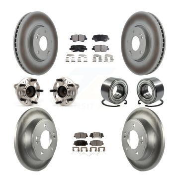 Front Rear Hub Bearings Coated Disc Brake Rotors And Pads Kit (10Pc) For Kia Forte Forte5 KBB-108557