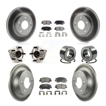 Front Rear Hub Bearing Coated Brake Rotor Pad Kit (10Pc) For Hyundai Elantra GT Kia Forte KBB-108559