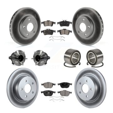 Front Rear Hub Bearing Coated Disc Brake Rotor And Ceramic Pads Kit (10Pc) For Ford C-Max KBB-108563