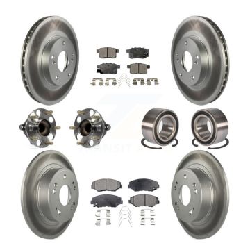 Front Rear Wheel Hub Bearing Coated Disc Brake Rotor And Pads Kit (10Pc) For Honda Accord KBB-108585