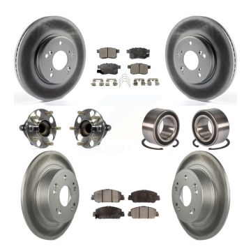 Front Rear Wheel Hub Bearing Coated Disc Brake Rotor And Pads Kit (10Pc) For Honda Accord KBB-108587