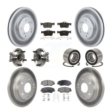 Front Rear Hub Bearing Coated Disc Brake Rotor And Ceramic Pad Kit (10Pc) For Honda Civic KBB-108595
