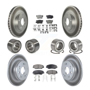 Front Rear Bearings Coated Disc Brake Rotors And Ceramic Pads Kit (10Pc) For Honda CR-V KBB-108633