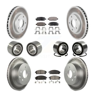 Front Rear Bearing Coated Disc Brake Rotor And Ceramic Pads Kit (10Pc) For Nissan X-Trail KBB-108638