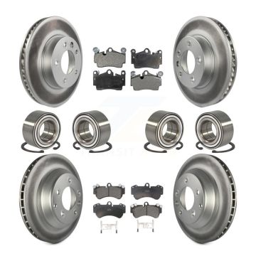 Front Rear Bearings Coated Disc Brake Rotors And Pads Kit (10Pc) For Volkswagen Touareg KBB-108659