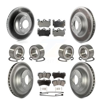 Front Rear Bearing Coated Disc Brake Rotor Pads Kit (10Pc) For Audi Q7 Volkswagen Touareg KBB-108663