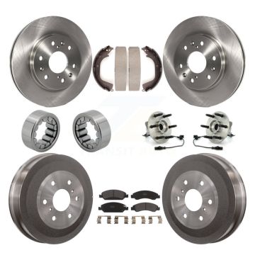 Front Rear Hub Bearing Disc Brake Rotor Pad Shoe Kit (10Pc) For GMC Sierra 1500 Chevrolet KBB-108674