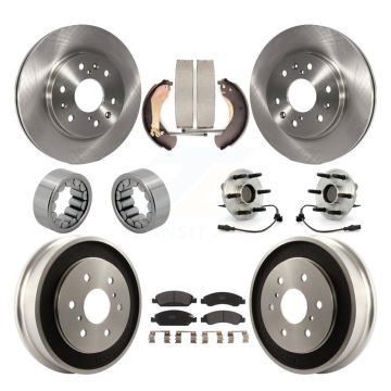 Front Rear Hub Bearing Brake Rotor & Pad Shoe Kit (10Pc) For Chevrolet Silverado 1500 GMC KBB-108677