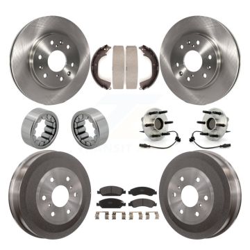 Front Rear Hub Bearing Brake Rotor Pads Shoe Kit (10Pc) For GMC Sierra 1500 Chevrolet RWD KBB-108680