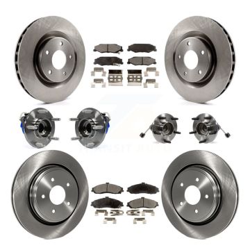 Front Rear Hub Bearing Brake Rotor Pad Kit (10Pc) For Cadillac XLR With Heavy Duty Brakes KBB-108763