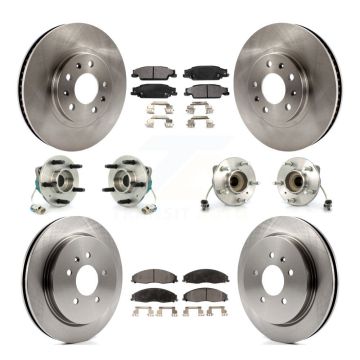 Front Rear Hub Bearing Disc Brake Rotor And Semi-Metallic Pad Kit (10Pc) For Cadillac CTS KBB-108780
