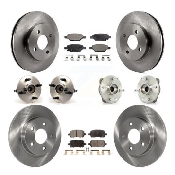 Front Rear Hub Bearing Disc Brake Rotor & Pad Kit (10Pc) For 2007-2010 Pontiac G5 Non-ABS KBB-108796