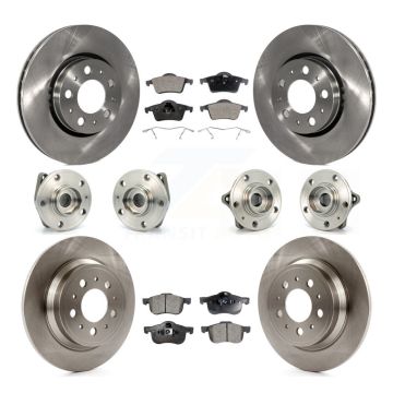 Front Rear Hub Bearings Disc Brake Rotors And Pads Kit (10Pc) For Volvo S60 XC70 V70 S80 KBB-108800