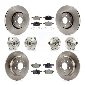 Front Rear Hub Bearings Disc Brake Rotors And Pads Kit (10Pc) For 2008 Volvo S60 AWD KBB-108802