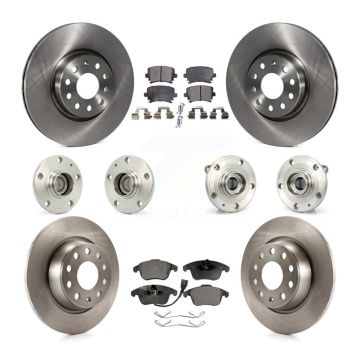 Front Rear Hub Bearing Brake Rotor & Pad Kit (10Pc) For Volkswagen Tiguan Audi Q3 Limited KBB-108849