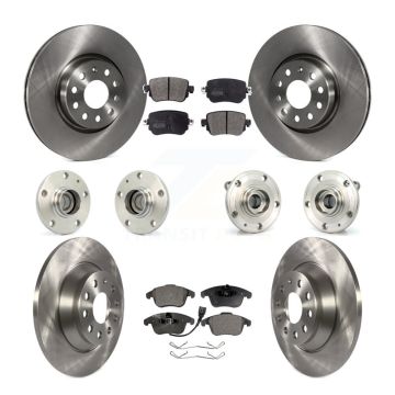 Front Rear Hub Bearing Assembly Disc Brake Rotor And Pad Kit (10Pc) For 2016-2018 Audi Q3 KBB-108852