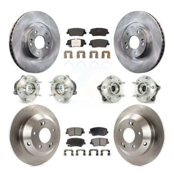 Front Rear Hub Bearing Disc Brake Rotor And Pads Kit (10Pc) For 2014-2015 Kia Sorento FWD KBB-108863