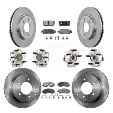 Front Rear Hub Bearing Brake Rotor Pad Kit (10Pc) For 2009 Dodge Caliber SXT with Non-ABS KBB-108866
