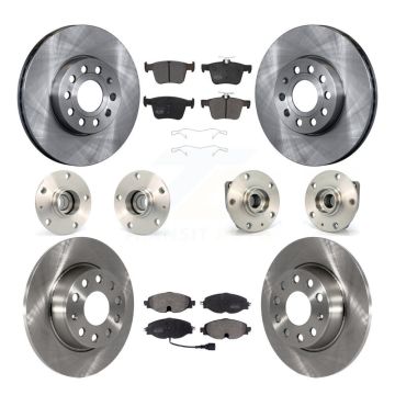 Front Rear Hub Bearing Disc Brake Rotor & Pads Kit (10Pc) For 2015-2019 Volkswagen e-Golf KBB-108886