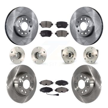 Front Rear Hub Bearing Disc Brake Rotor And Pad Kit (10Pc) For Volkswagen Golf SportWagen KBB-108887