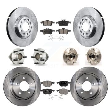 Front Rear Hub Bearing Disc Brake Rotor Pads Kit (10Pc) For Mazda 3 2.3L with 4-Wheel ABS KBB-108889