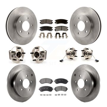 Front Rear Hub Bearings Assembly Disc Brake Rotors And Pads Kit (10Pc) For Pontiac Aztek KBB-108896