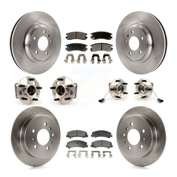 Front Rear Hub Bearings Disc Brake Rotors And Pads Kit (10Pc) For Buick LaCrosse Allure KBB-108901