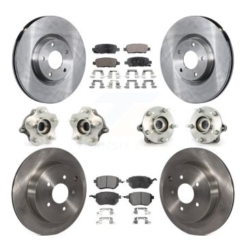 Front Rear Hub Bearing Disc Brake Rotor & Pads Kit (10Pc) For 2003-2004 Nissan Murano AWD KBB-108912