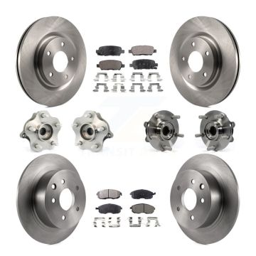 Front Rear Hub Bearing Disc Brake Rotor And Semi-Metallic Pads Kit (10Pc) For Nissan Juke KBB-108934