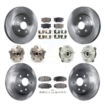 Front Rear Hub Bearing Disc Brake Rotor And Semi-Metallic Pads Kit (10Pc) For Toyota RAV4 KBB-108937