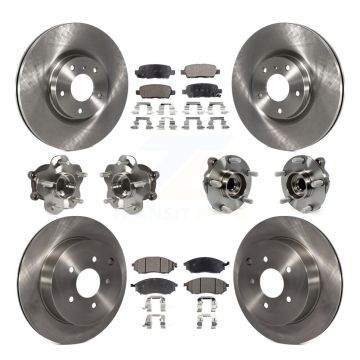 Front Rear Hub Bearing Disc Brake Rotor & Pads Kit (10Pc) For 2015-2017 INFINITI QX70 RWD KBB-108939