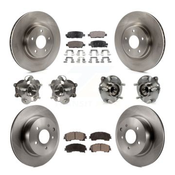 Front Rear Hub Bearing Disc Brake Rotor & Pads Kit (10Pc) For 2016-2017 INFINITI QX50 RWD KBB-108943
