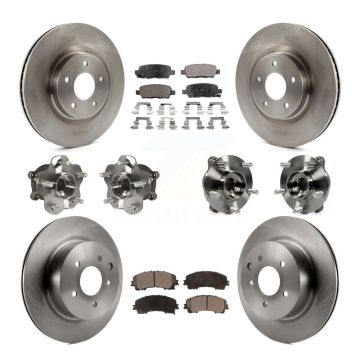 Front Rear Hub Bearing Disc Brake Rotor & Pads Kit (10Pc) For 2016-2017 INFINITI QX50 AWD KBB-108948