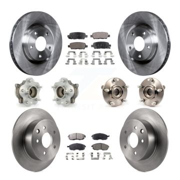 Front Rear Hub Bearing Brake Rotor Pads Kit (10Pc) For 07-12 Nissan Sentra SE-R with 2.5L KBB-108949
