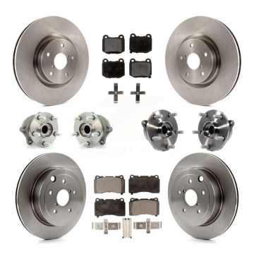Front Rear Hub Bearings Disc Brake Rotors And Pads Kit (10Pc) For Subaru Impreza WRX STI KBB-108964