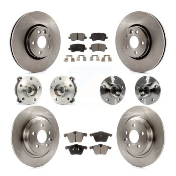 Front Rear Hub Bearing Disc Brake Rotor & Pads Kit (10Pc) For Volvo S60 V60 Cross Country KBB-108974