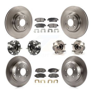 Front Rear Hub Bearings Disc Brake Rotors And Pads Kit (10Pc) For Hyundai Genesis 3.8L KBB-108977