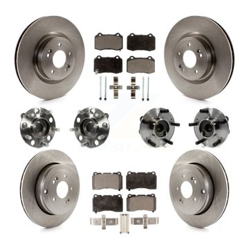 Front Rear Hub Bearings Disc Brake Rotors And Pads Kit (10Pc) For Hyundai Genesis Coupe KBB-108979