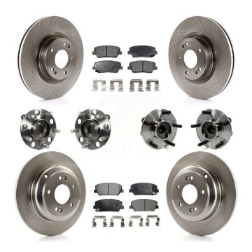 Front Rear Hub Bearings Disc Brake Rotors And Pads Kit (10Pc) For Hyundai Genesis Coupe KBB-108980