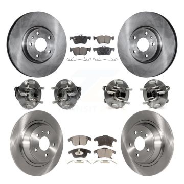 Front Rear Hub Bearings Disc Brake Rotors And Pads Kit (10Pc) For Ford Fusion Lincoln MKZ KBB-108998