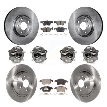 Front Rear Hub Bearing Disc Brake Rotor And Semi-Metallic Pads Kit (10Pc) For Ford Fusion KBB-109000