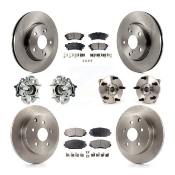 Front Rear Hub Bearing Disc Brake Rotors And Pads Kit (10Pc) For 2012-2018 Toyota Prius V KBB-109004