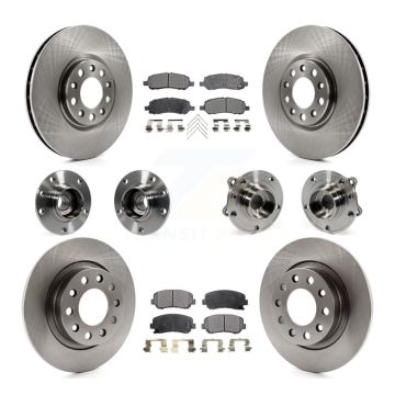 Front Rear Hub Bearings Disc Brake Rotors And Pads Kit (10Pc) For 2013-2016 Dodge Dart KBB-109005