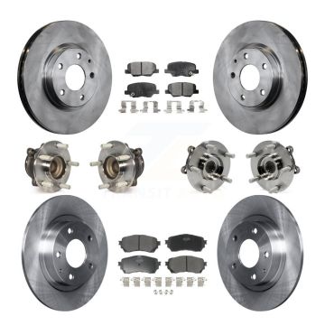 Front Rear Hub Bearings Disc Brake Rotors And Semi-Metallic Pads Kit (10Pc) For Mazda 6 KBB-109011
