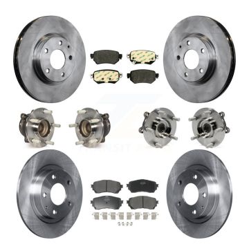 Front Rear Hub Bearing Assembly Disc Brake Rotor And Pad Kit (10Pc) For 2016-2018 Mazda 6 KBB-109012