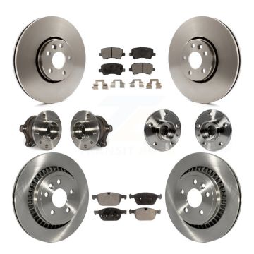 Front Rear Hub Bearing Disc Brake Rotors And Pads Kit (10Pc) For 2010-2015 Volvo XC60 AWD KBB-109014