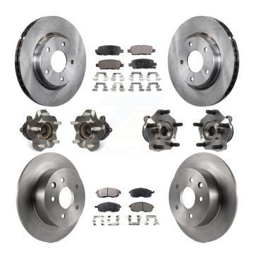 Front Rear Hub Bearings Assembly Disc Brake Rotors And Pads Kit (10Pc) For Nissan Sentra KBB-109016